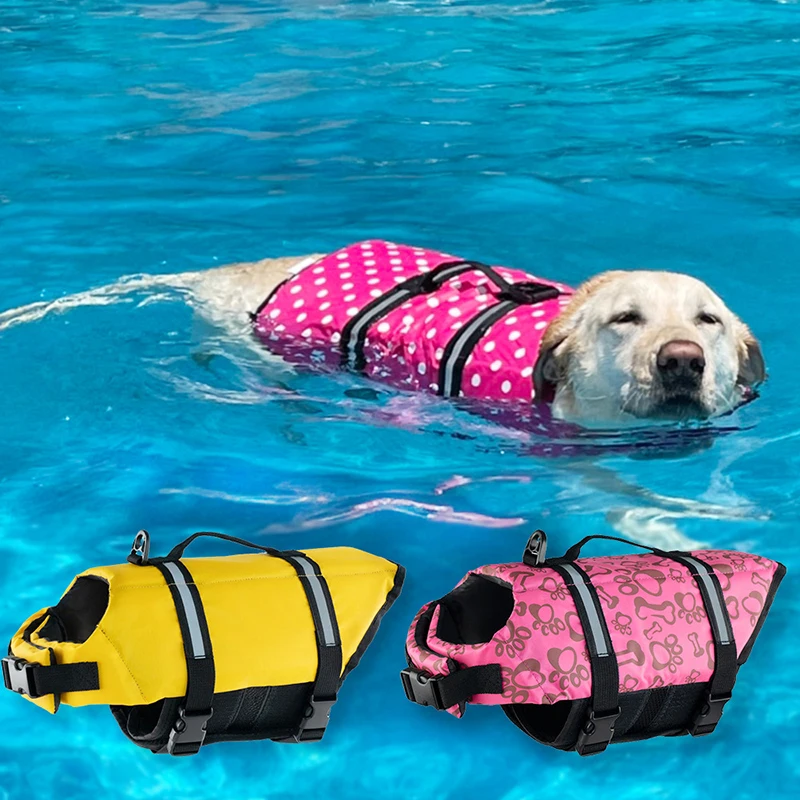 Giubbotto di salvataggio estivo per cani Riflettente regolabile Cani di grandi dimensioni Costumi da bagno Gilet di sicurezza Surf Barca a vela Galleggiabilità migliorata Giubbotti di salvataggio per animali domestici
