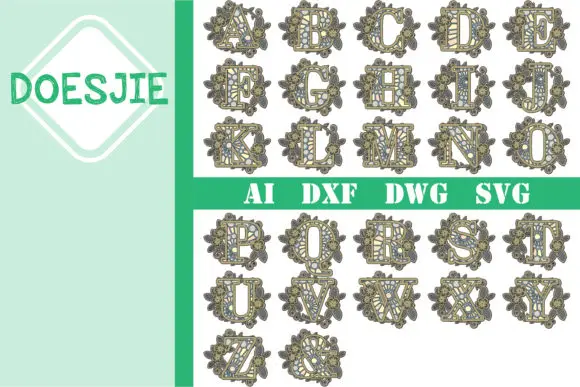 Plantilla de corte láser para grabado de dibujos vectoriales, DXF, DWG, WG, letra, número de flor, abeja, carta, amor, Mandala, multicapa, más de 120