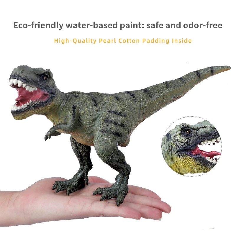 Figura de juguete de dinosaurio suave verde Tyrannosaurus Rex para niños - Dinosaurio realista con material seguro y suave - Educativo