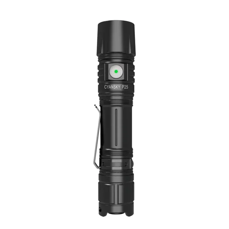 CYANSKY P25 V2.0 3600LM Pale Silver Micro-arc Oxidation Flashlight 18650 USB-C Outdoor Floodlight EDC LED Torch Survival Tools