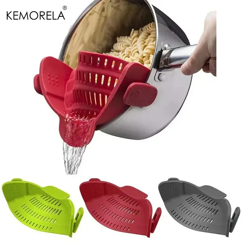 1 Stück Silikon-Küchensieb zum Anklemmen an Töpfe und Pfannen, Abtropfgestell für Pasta, Nudeln, Gemüse, Obst, Küchenhelfer