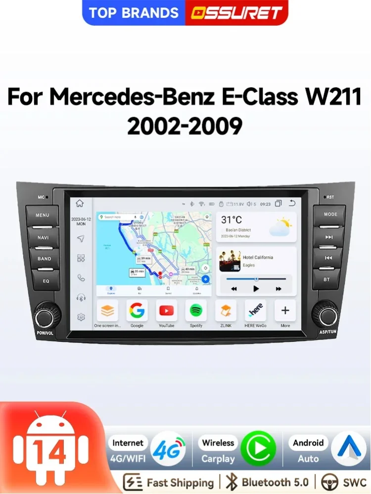 8'' GPS-Navigation Android 15 Autoradio für Mercedes-Benz W211/W463/W209/W219 7862 Smart Head Unit Videoplayer Kabelloses Carplay Android Auto Bluetooth WiFi 4G AI AHD Intelligenter Bildschirm FM AM