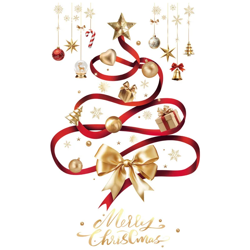 Reusable Christmas Static Cling Decor Frosted Snowflake Tree Window Stickers No Residue for Shop Glass Christmas Lover