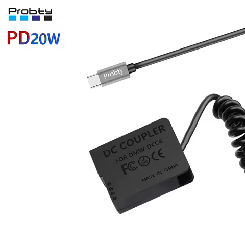 PD20W USB-C To DMW-DCC8 DMW-BLC12 Dummy Battery for Panasonic DMC-FZ300 DMC-FZ330 DMC-FZ2000 DMC-FZ2500 DC-FZ10002 DC-FZ1000 II