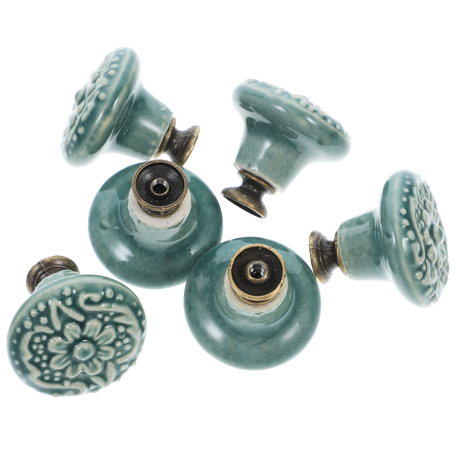 

6 шт. керамических винтажных ручек для шкафов с цветочным узором, одинарные, для выдвижных ящиков, кухонной мебели, гардероба, комода
