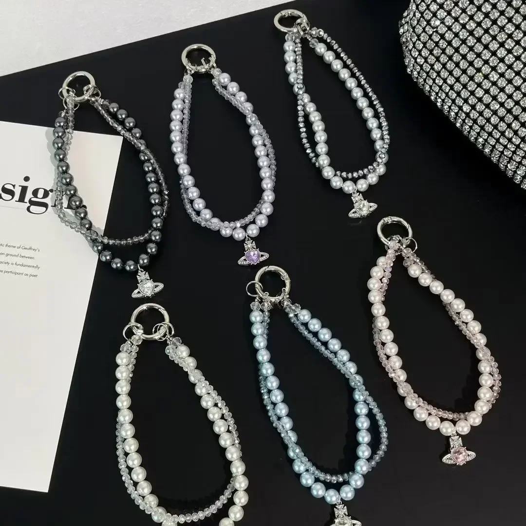 

Новая мода мобильного телефона премиум-класса с жемчугом и кристаллами, ремешок для мобильного телефона, цепочка с бисером, короткий брелок с подвеской для камеры на запястье