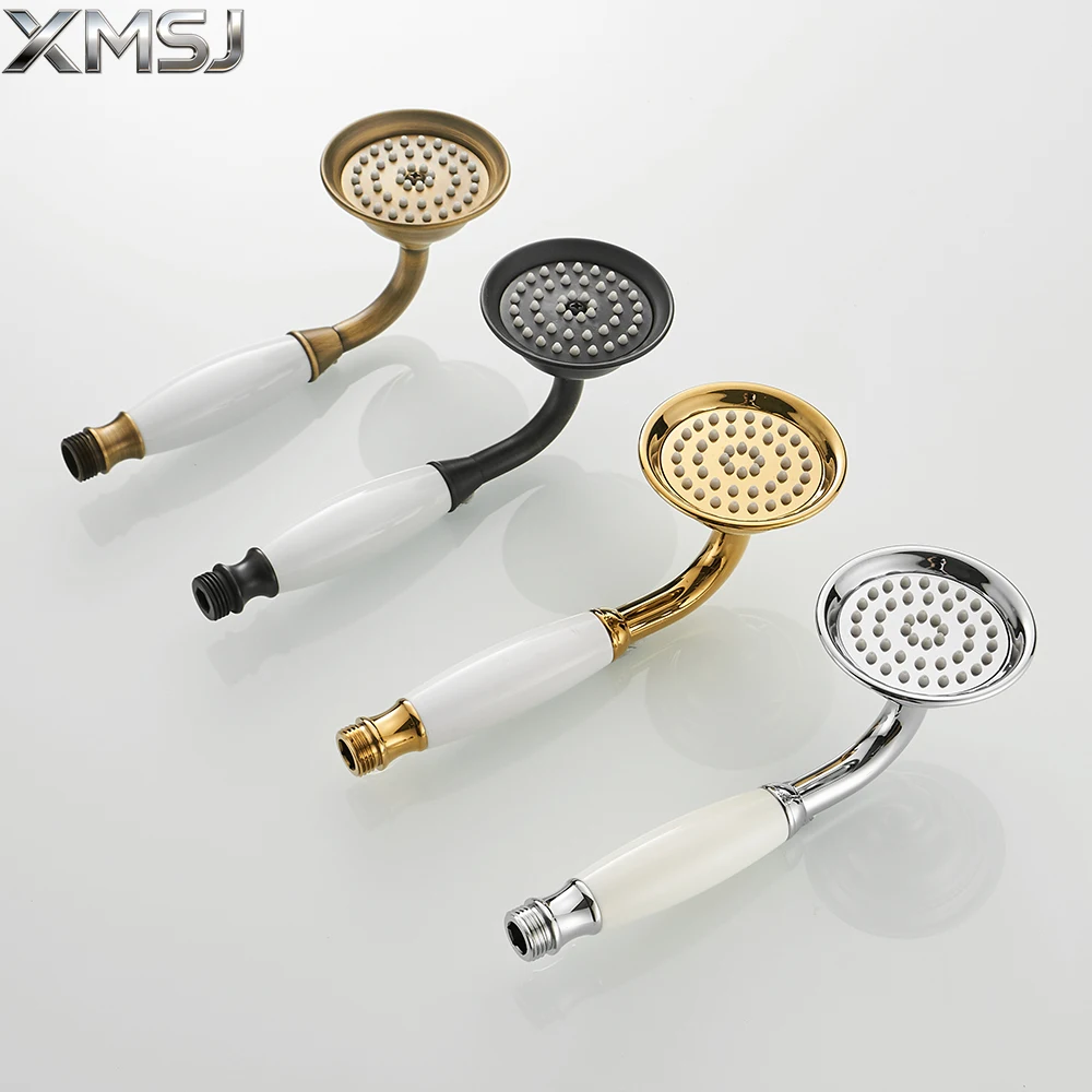 

Ручная насадка для душа из античной латуни — фарфоровый распылитель из черного золота и хрома, винтажный аксессуар для душа в ванной комнате