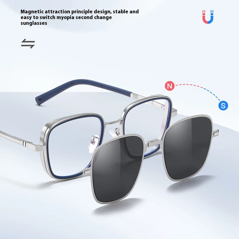 KIZN 3 في 1 قصر النظر النظارات الشمسية الإطار أضعاف متعددة الوظائف المغناطيسي كليب مجموعة الاستقطاب الرجال النساء مخصص البصريات نظارات -0.50 إلى -10