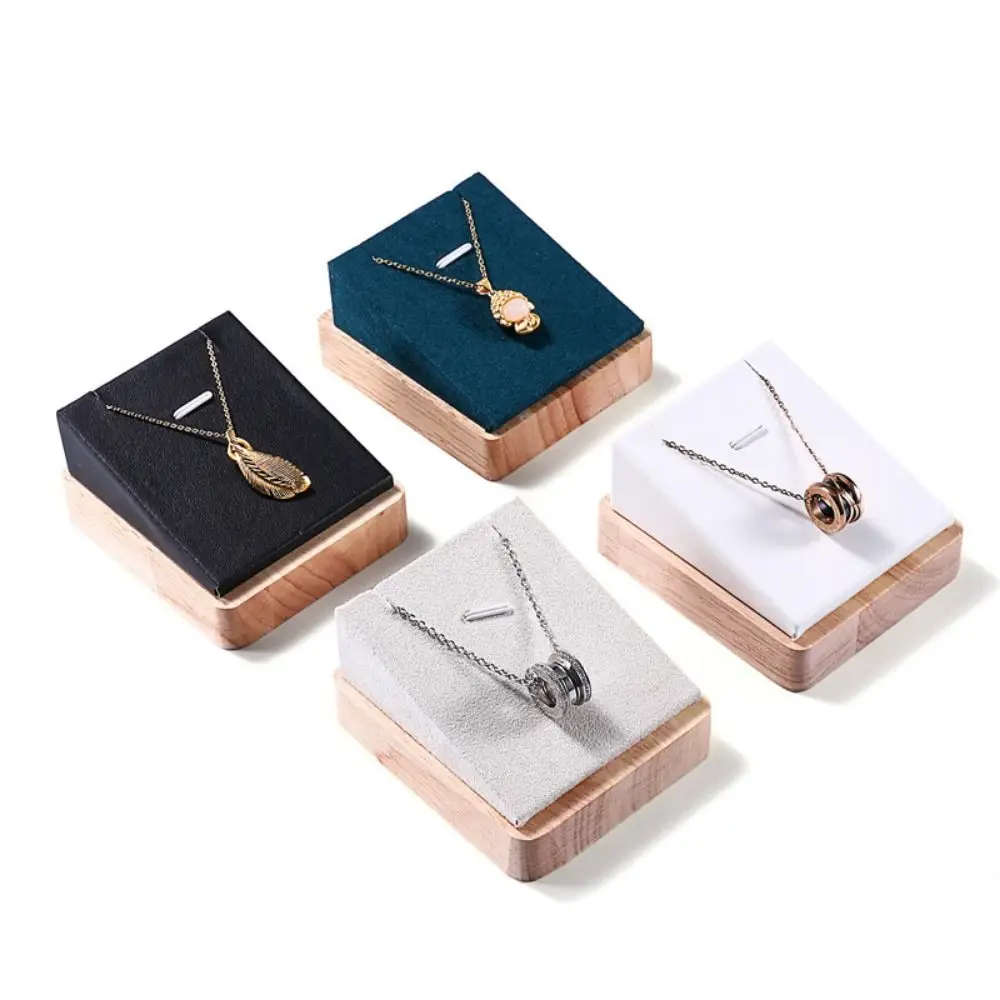 

PU Leather/Velvet Wooden Necklace Display Stand Portable Handmade Jewelry Pendant Holder Smooth Space Saving