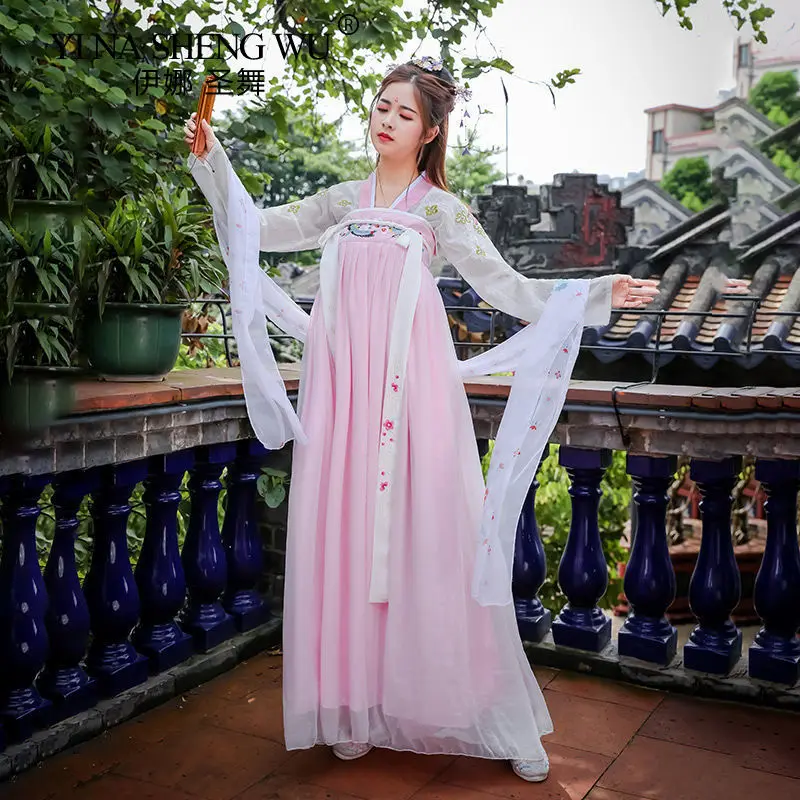 ใหม่ Hanfu หญิงนักเรียน Fairy โบราณ Ru กระโปรงจีนแบบดั้งเดิมกว้างแขนยาว Hanfu Elegant เอวความยาวแห่งชาติเครื่องแต่งกาย