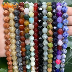 Natural Stone Faceted Turquoise Tiger Eye Stone Jaspers Quartz Agates Loose Spacers Beads for Jewelry Making 14
