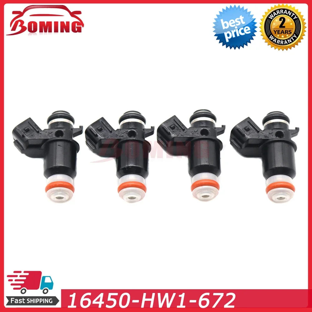 4PCS Car Fuel Injector Nozzle 16450-HW1-672 for Honda AquaTrax F12 F12X 02-07 R12 R12X 2003-2007 16450HW1672 16450 HW1 672