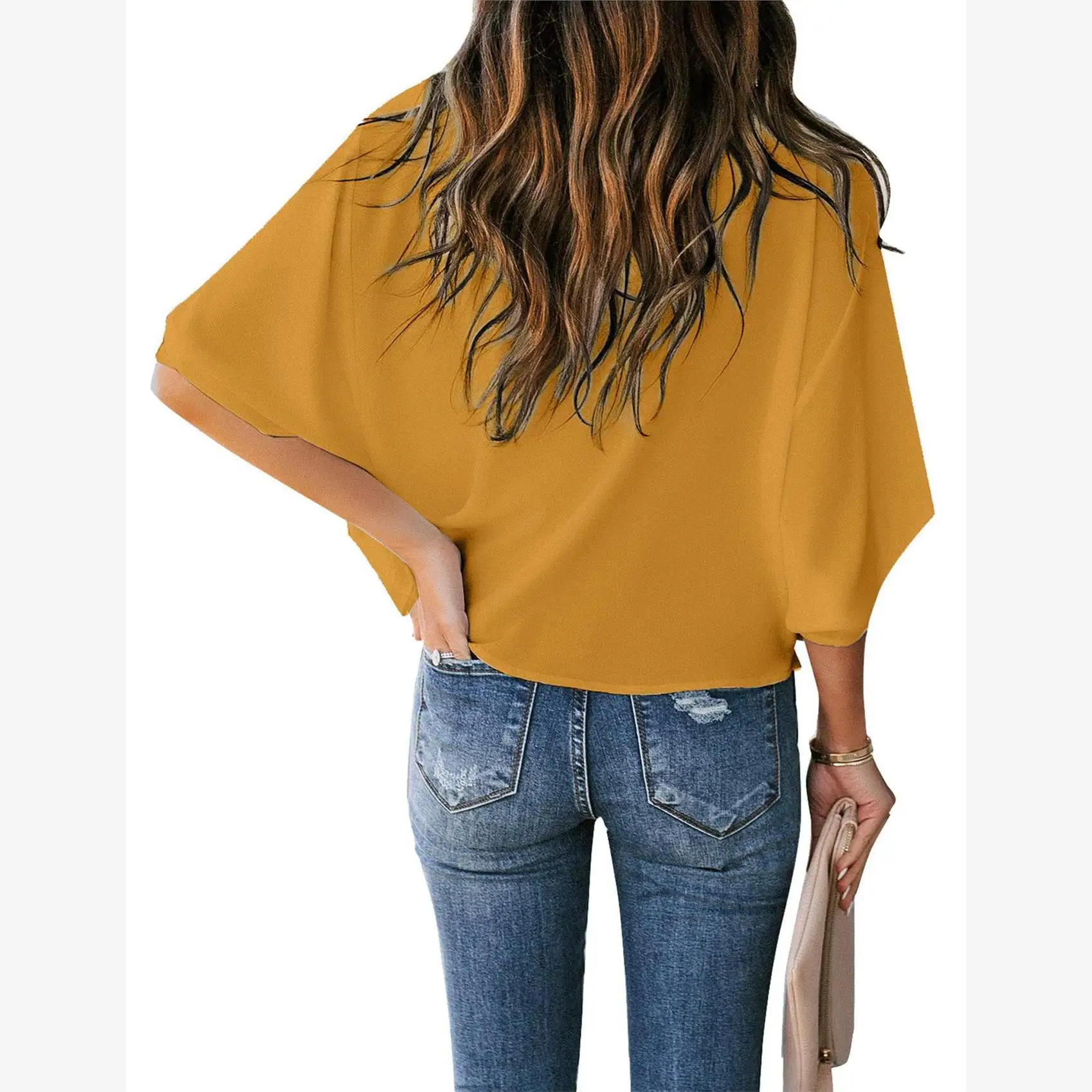 Verano viaje Casual suelto ort Sve irt Faionable azul claro Overhead Sle mujer ropa Premium Top