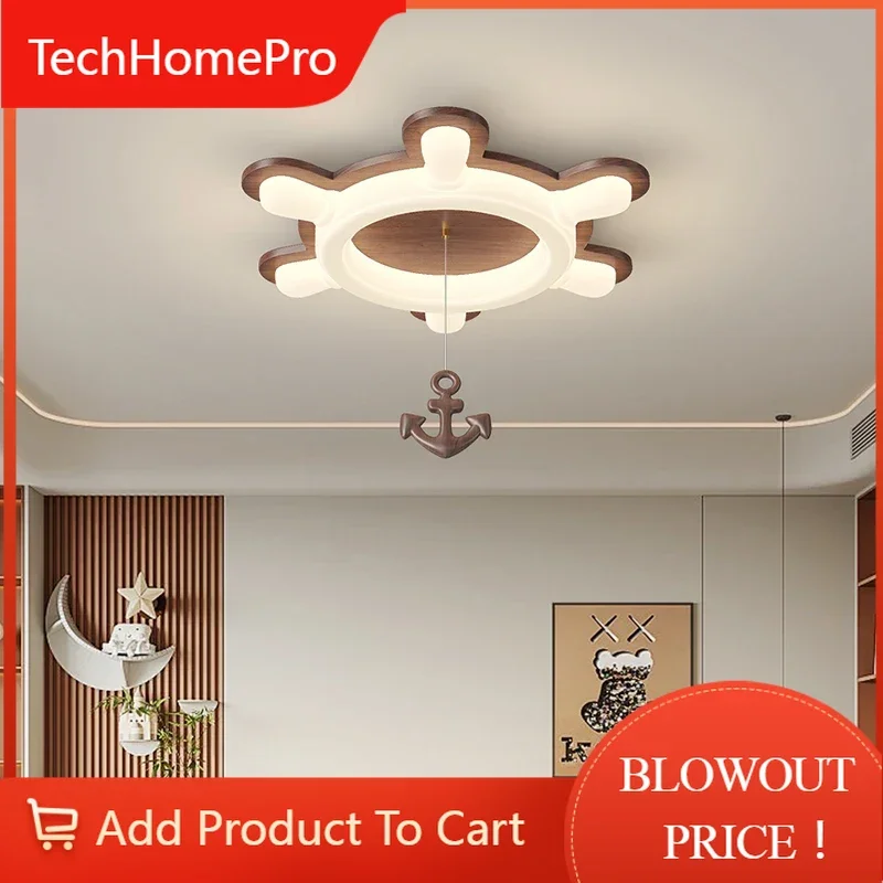 TechHPMinimalist Wooden Ceiling Lamp Children Bedroom Study Ceiling Light Creative Led Design Lighting Fixture Modern Indoor Lig