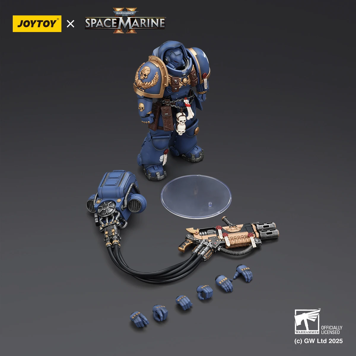 JOYTOY Warhammer 40k Space Marine 2 Ultramarines Heavy Primus Armor 1/18 Action Figure Heavy Relic Bolt Rifle Collectible Model