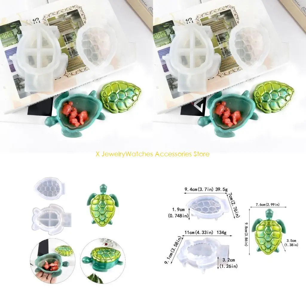 31KD Silikon-Flaschen-Harzformen mit Deckel, 3D-Schildkrötenform, Behälter, Epoxidgussform, DIY dekorative Schmuckhalterformen