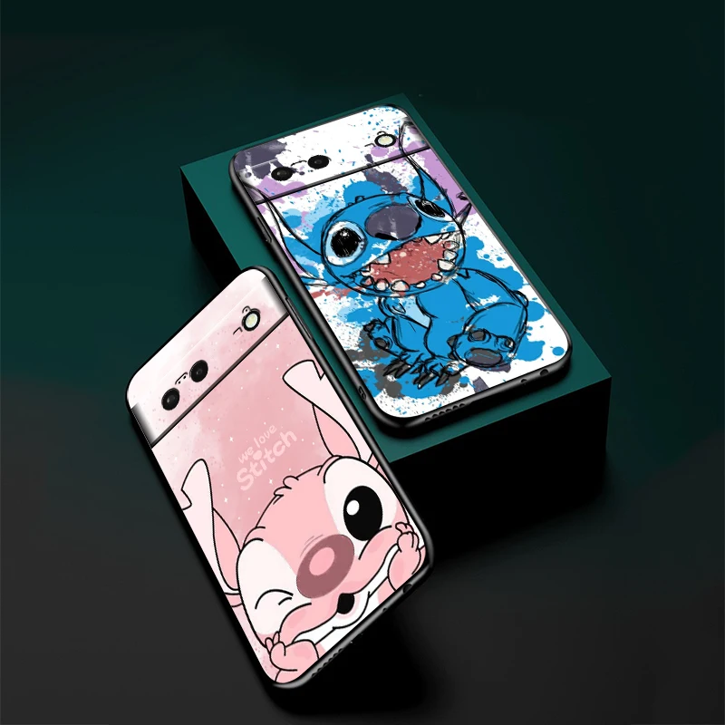 OHANA Stitch Cute For Google Pixel 8 7A 7 6A 6 5A 5 4 4A XL 5G Black Silicon Shockproof Shell Soft Phone Case