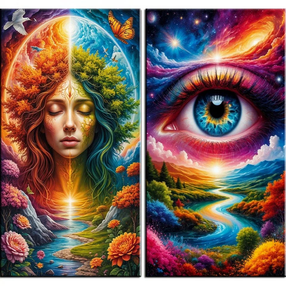 

Алмазная вышивка DIY: Картина «Мечтательная Земля», «Психическое дерево», «Женское око» — пейзаж, лесной дух, природа. Алмазная вышивка для домашнего декора.