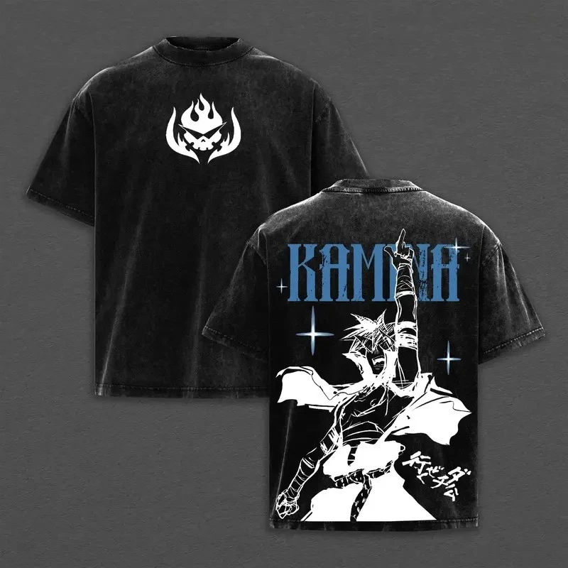 Hot Anime Tengen Toppa Gurren Lagann Kamina Graphic Tee Men Women Clothing Washed Cotton Tshirt Casual T-shirt Harajuku T Shirt