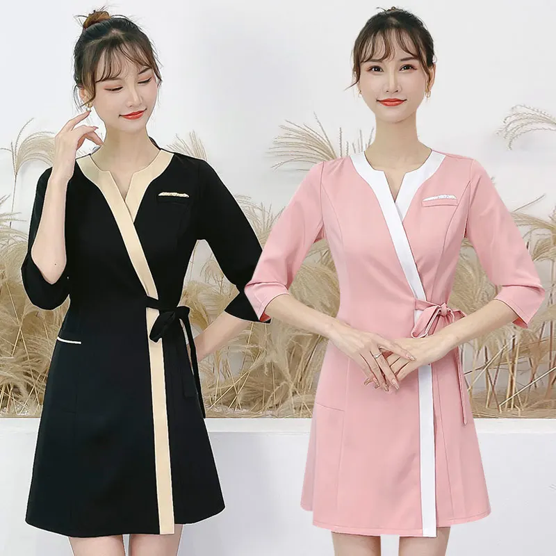Elegant Beauty Salon Uniform Set High-End Cotton Workwear for Women Suitable for Beauty Therapists And Store Managers
