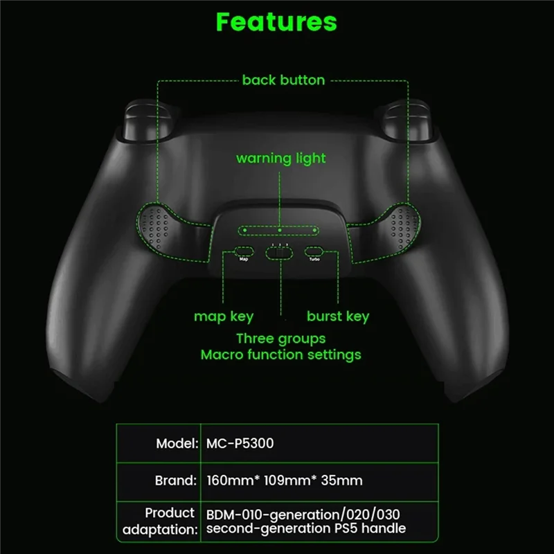 

Back Button For PS5 Controller With Joystick Button Kit Redesigned Shell Programable Rise Remap For PS5 BDM010/020/030