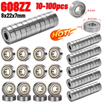 10-100Pcs 608 ZZ 608RS Ball Bearings 608ZZ Metal Double Shielded Miniature Deep Groove Skateboard Ball Bearings 8mm X 22mm X 7mm
