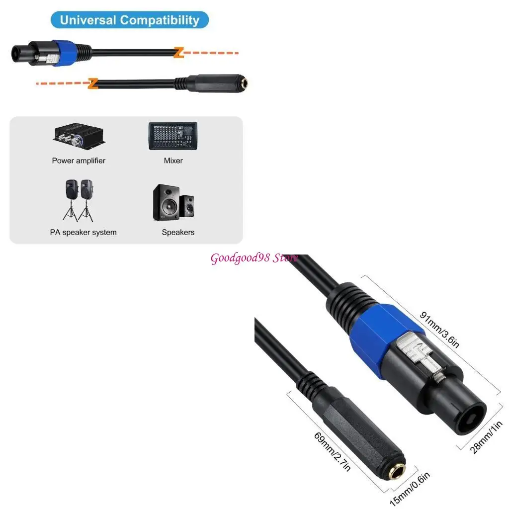 

6.35mm 1/4" Female to Speakon Male Connector Cable Speaker Conversion Adapter