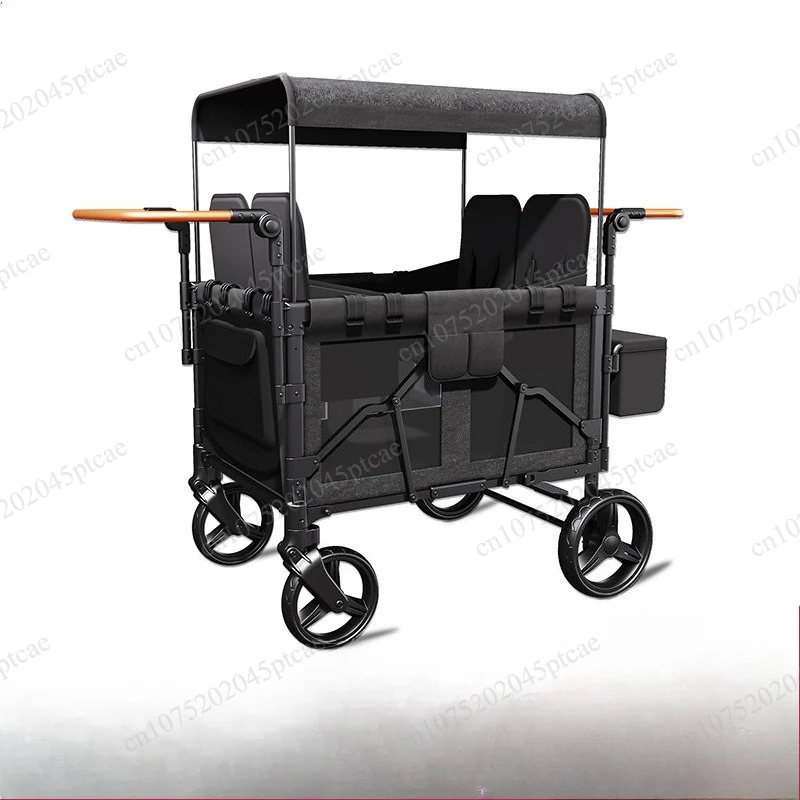 Large Capacity Camping Trolley for Four People Extra Long Foldable Cart for Outdoor Picnics, Fishing and Gardening
