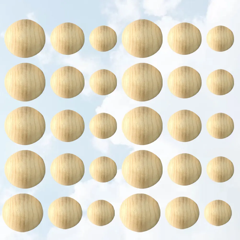 

30 Pcs Wooden Beads Christmas Ornament Unfinished Half Craft Semi