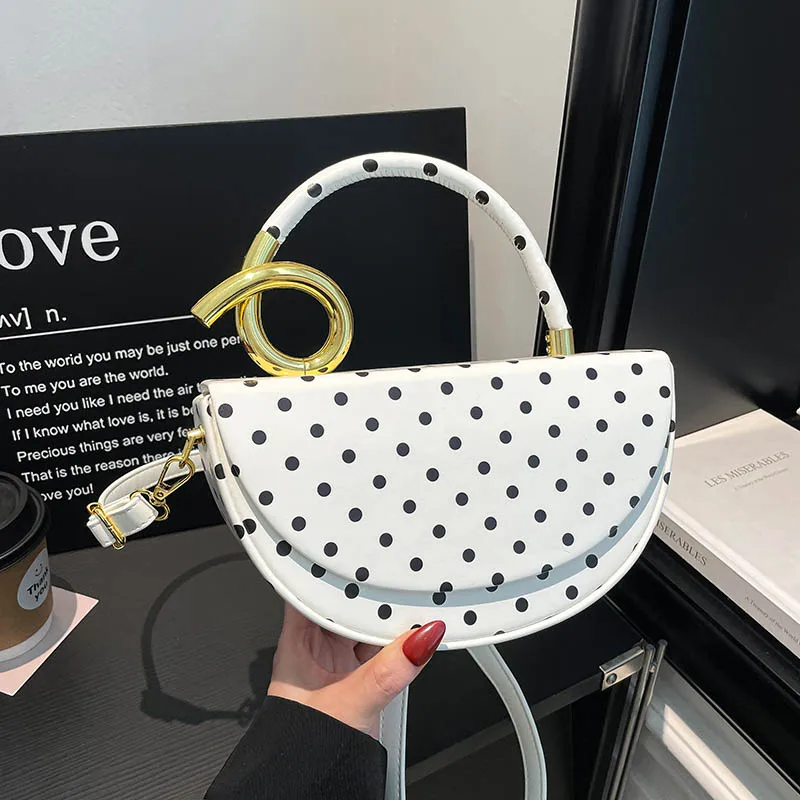 Designer Kleine Satteltasche mit Kurzem Henkel, Handtasche, Modische Polka-Dot Schultertasche, Y2K Trend Damen Party Clutch – Detail 31