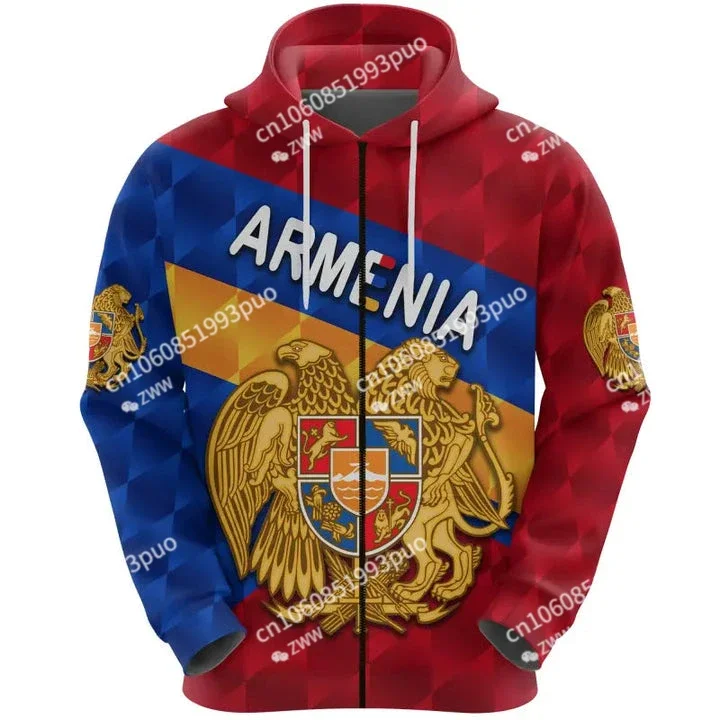 Latest National Emblem Flag Armenia Vintage Zip Hoodie Men's/Women's Sportswear 3D Street Apparel Harajuku Zip Hoodie Jacket