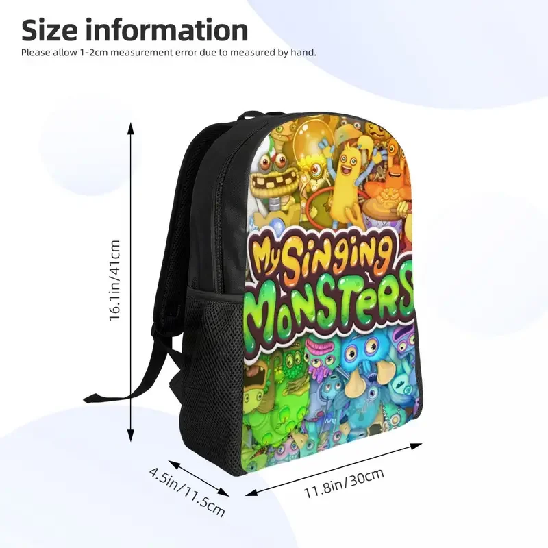 Mochilas con estampado 3D de My Singing Monsters para niñas y niños, bolsas de viaje escolares de juego de Anime de dibujos animados, bolsa de libros para computadora portátil de 15 pulgadas