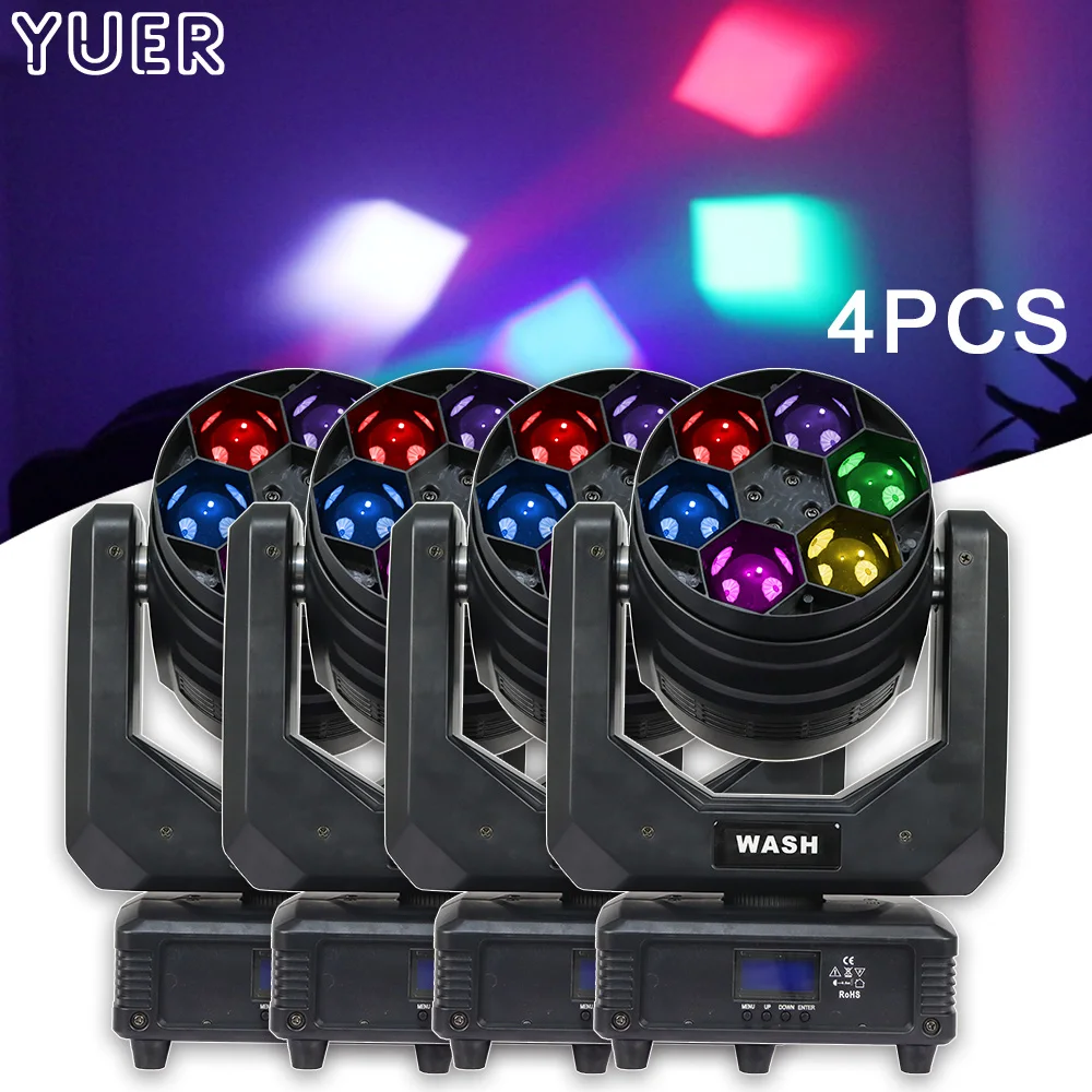 

4PCS Mini 6x40w LED RGBW Wash Beam Zoom Moving Head Bee Eye Effect Stage Light DMX Home Party Wedding Disco Dj Christmas Lamp