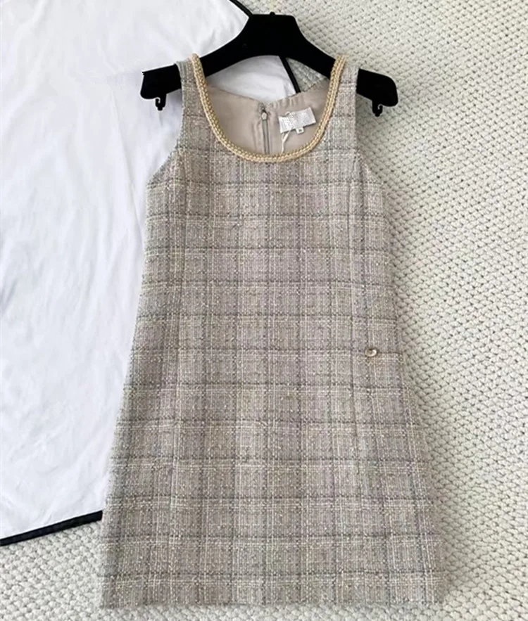 Customization European women's fashion 2026 spring new collection Long-sleeved single-button tweed coat and dress suit