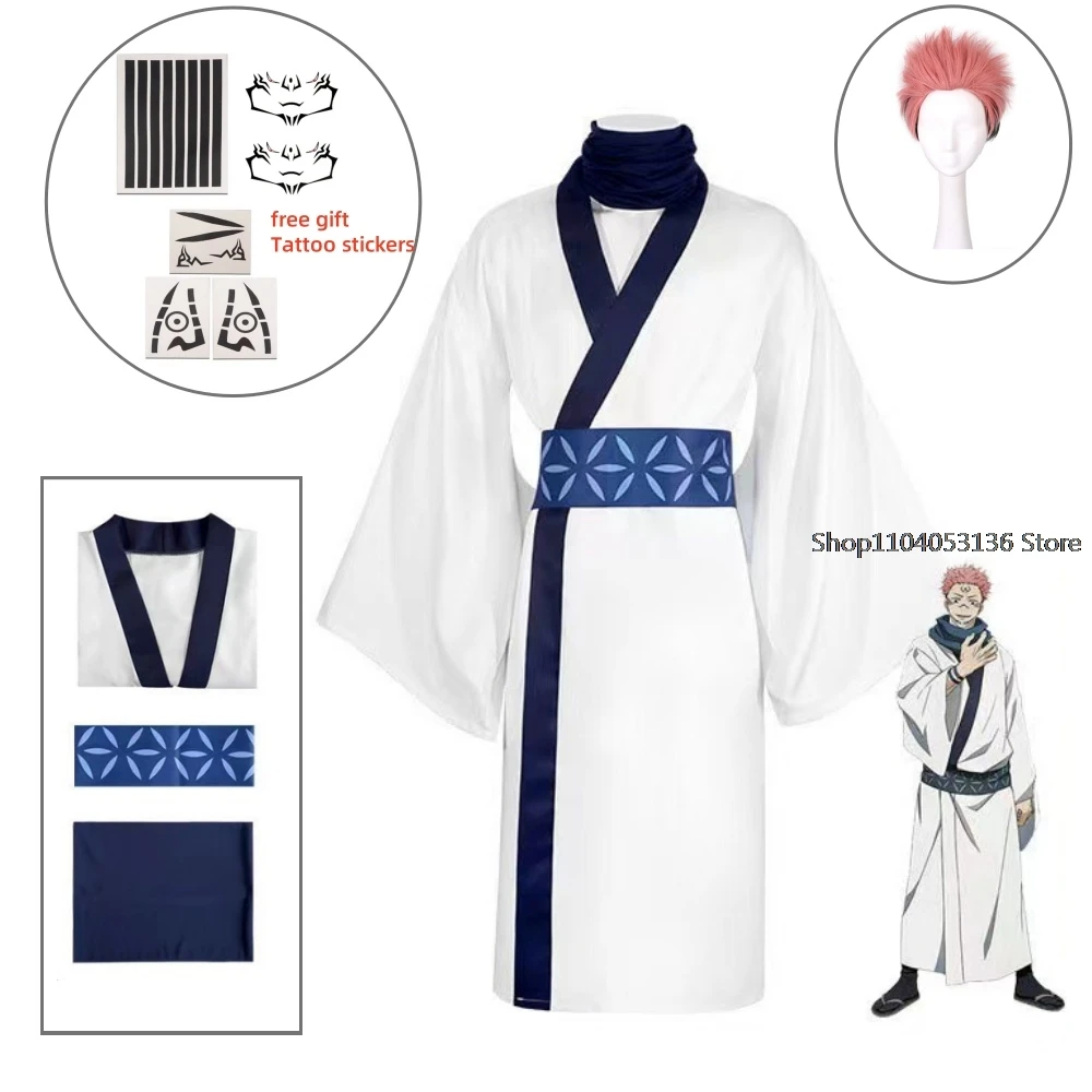 

Костюмы для косплея юютсу касин рямен сукуна, взрослые мужские и женские наряды, японское кимоно ханьфу, Хэллоуин, аниме, одежда, парик