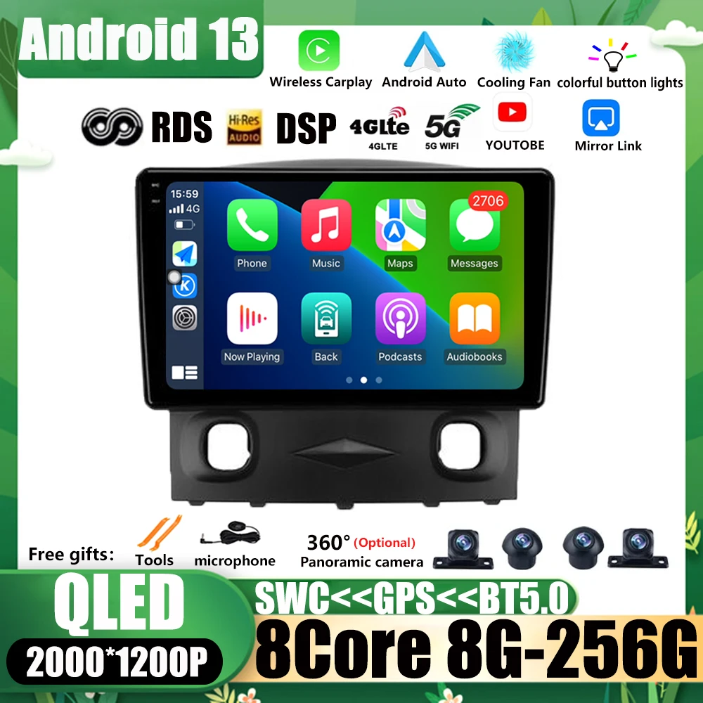 

Car Radio Multimedia Player 9'' Android 13 For Ford Kuga 2008 2009 2010 Navigation Video DSP 4G carplay WIFI GPS 2Din No DVD RDS