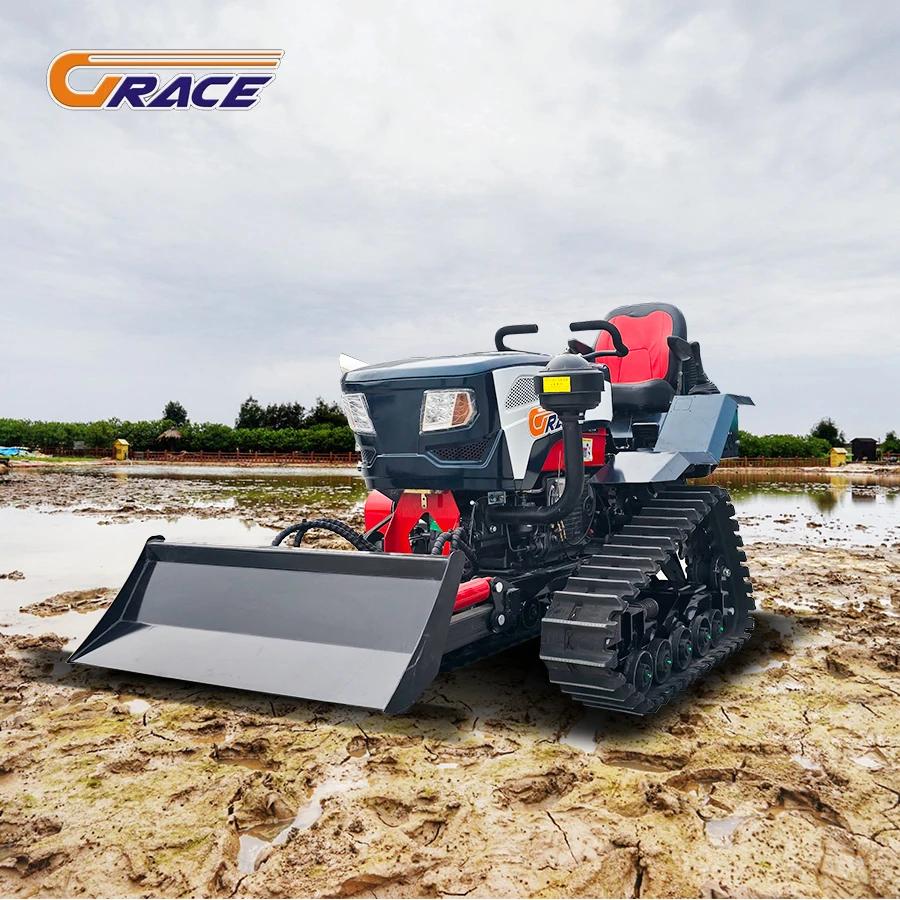 

Ce Euro5 Farm 25hp 35hp 50hp 80hp Agricultural Crawler Tractors for Sale Optional Front Excavator Arm and Rear Rotary Tiller