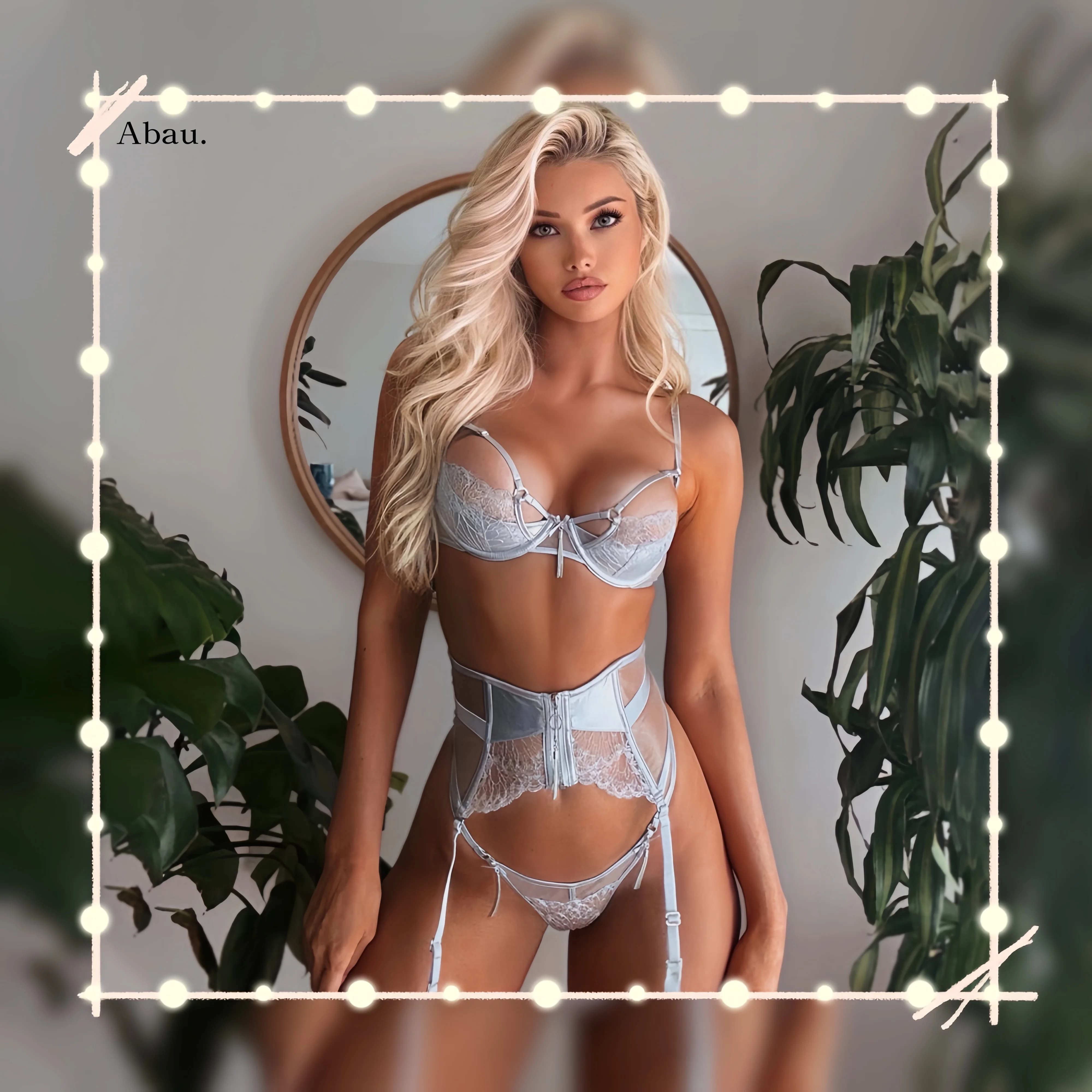 

Transparent embroidery mesh panels sexy lingerie three-piece zipper waist shaping women's erotic underwear