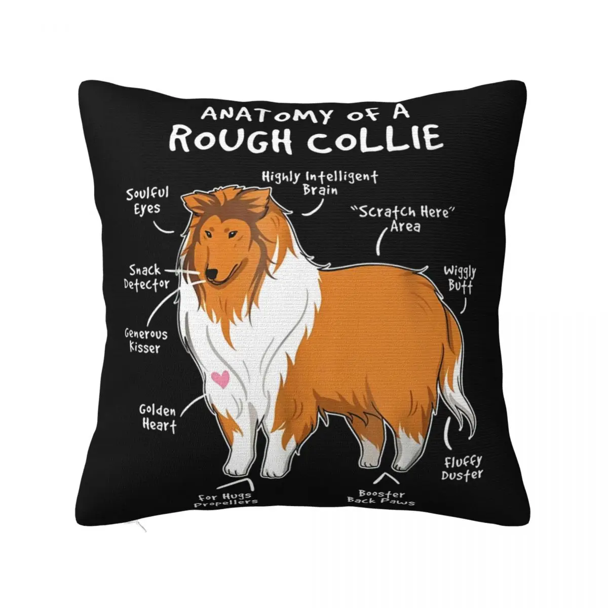 Anatomy Of A Rough Collie Funny Dog Puppy Gift Vintage Men Gift Tee Cute Women Pillow Case