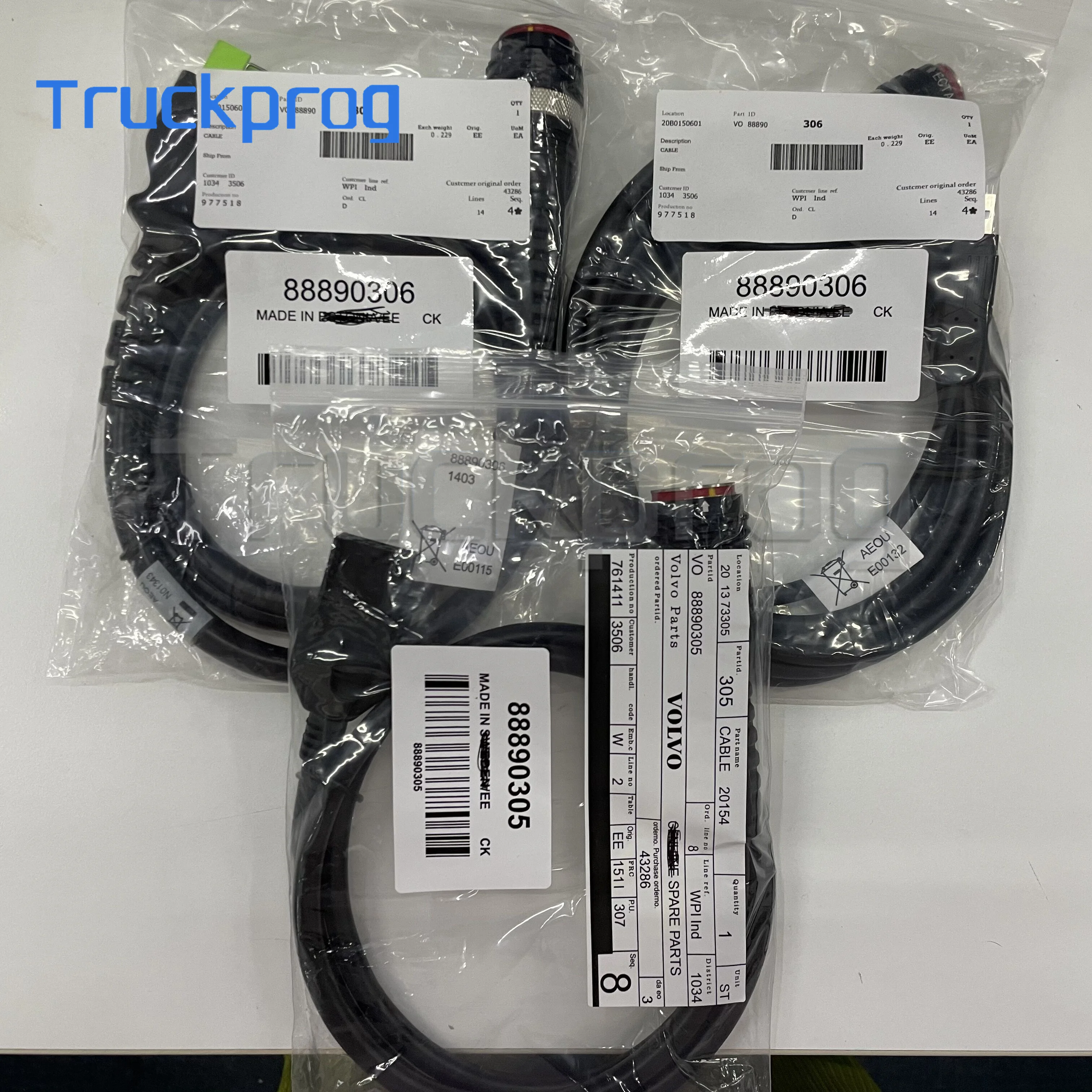 for Vocom Vocom II 888900300 16 Pin OBD+USB+8 Pin Transfer Cables for Excavator Construction Heavy Duty Truck Diagnosis