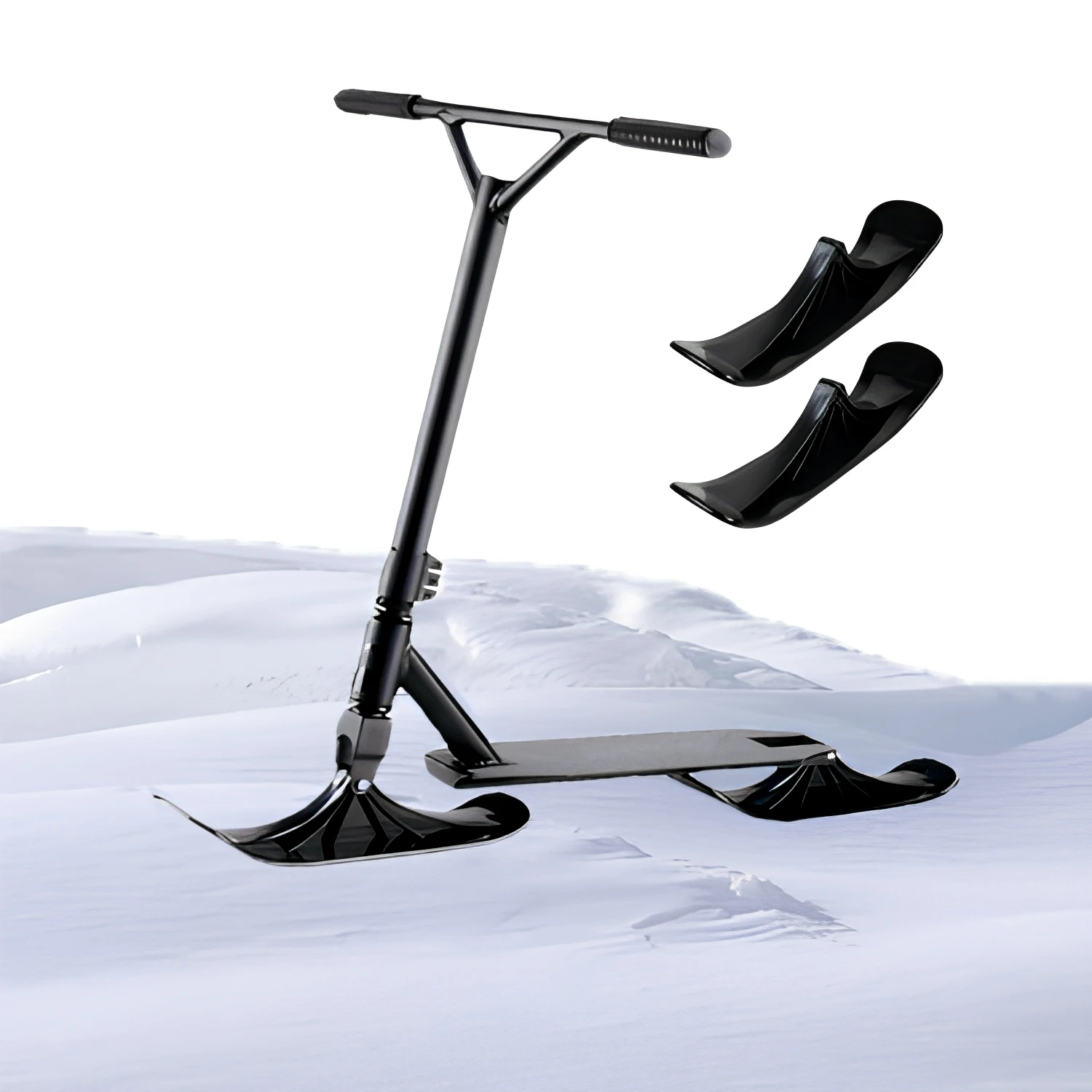 Children's Dual-use HDPE Ski Sled & Snow Scooter with Two Wheels-Durable Eco-Friendly Winter Outdoor Ride