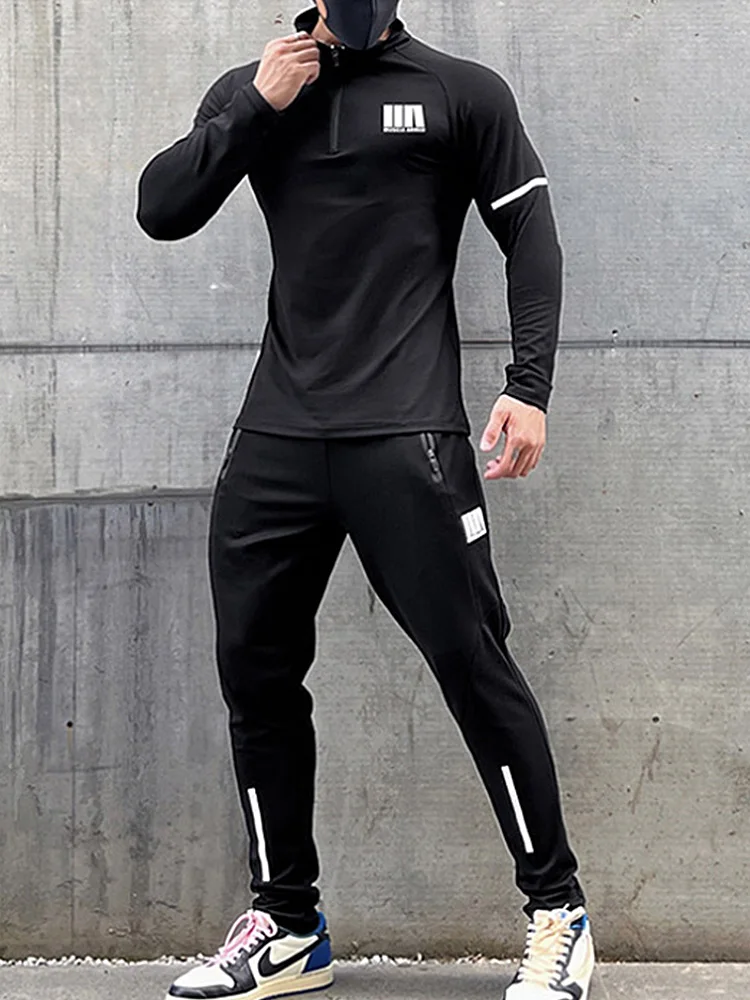 Gym Men\'s Tracksuit Jogger Sportswear Casual Fitness Clothing Sweatpants Running Sweatshirts Coat Sports Suit Fashion Male Sets