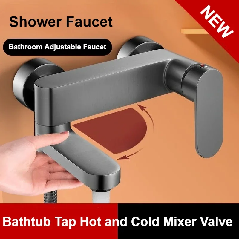 

Wall Mounted Bathtub Faucets All Copper Household Bathroom Adjustable Shower Faucet Hot and Cold Water Tap Shower Mixer Valve