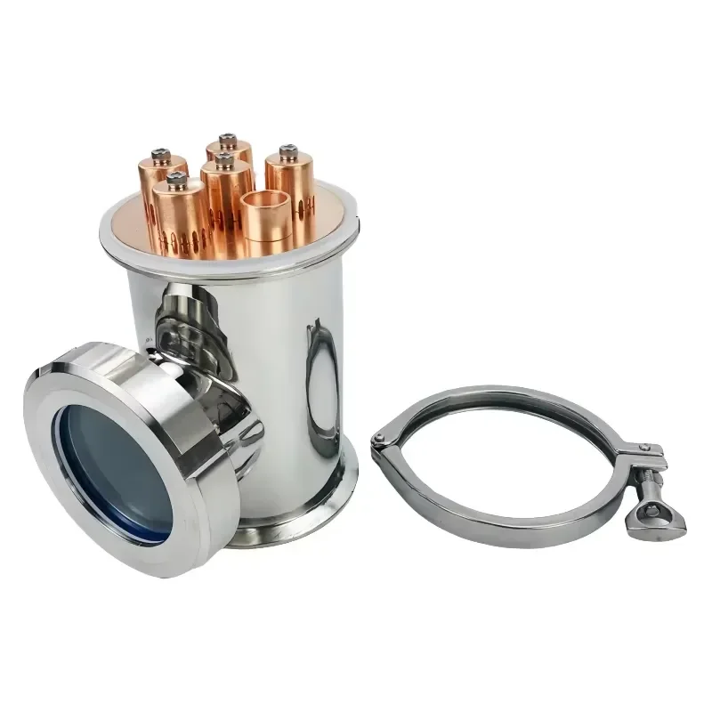 4 inch Ferrule OD 119 mm Sight Glass Union Tri Clamp Tee with Copper or SS304 Bubble Section Lens Column for