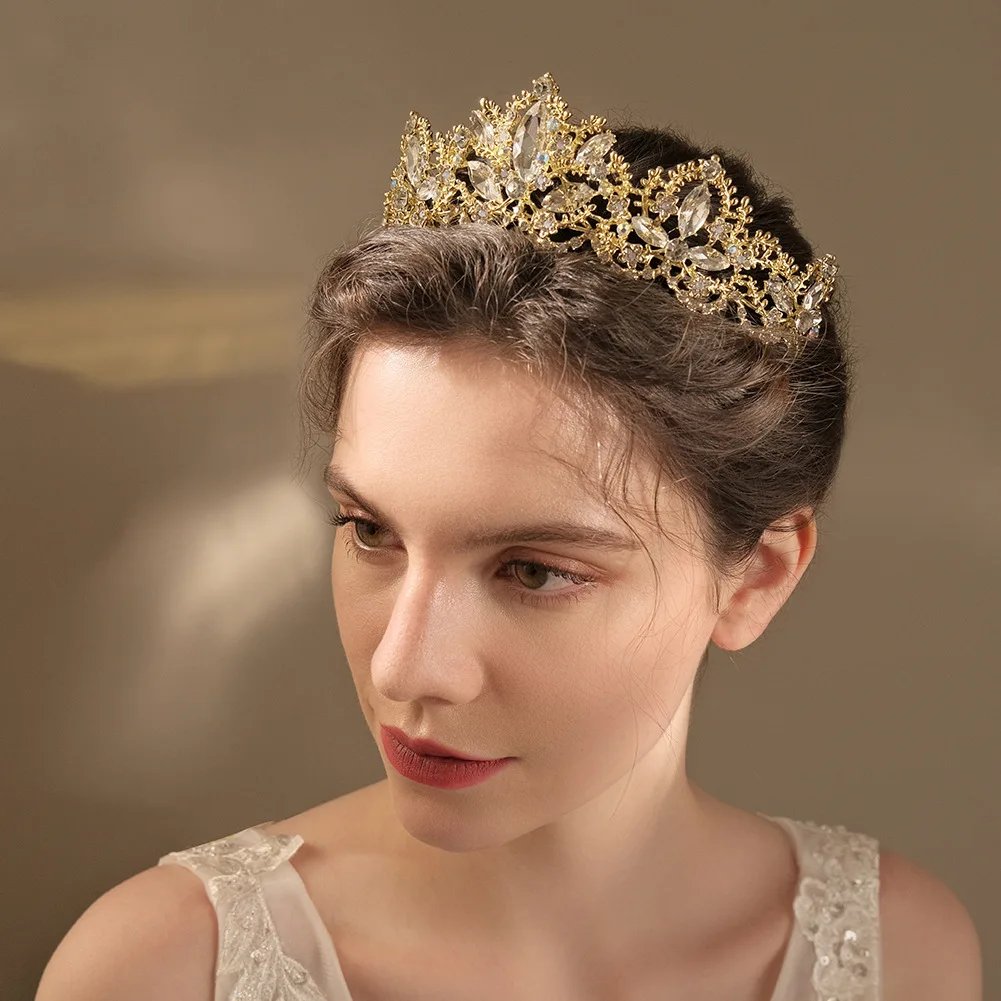

Tiara Rhinestone Alloy Big Crown Birthday Bridal Halloween Party Princess Headpiece One Size