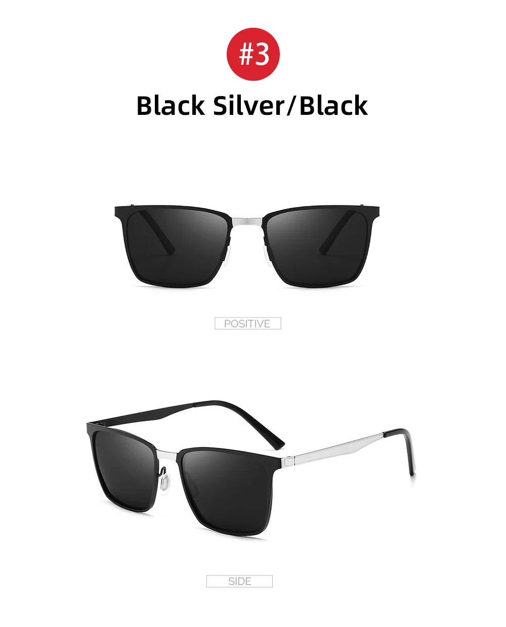 VIVIBEE Klassische Rechteck Polarisierte Sonnenbrille Männer Mattschwarz UV400 Fashion Square Sonnenbrille Federscharnier Driving Shades – Detail 12