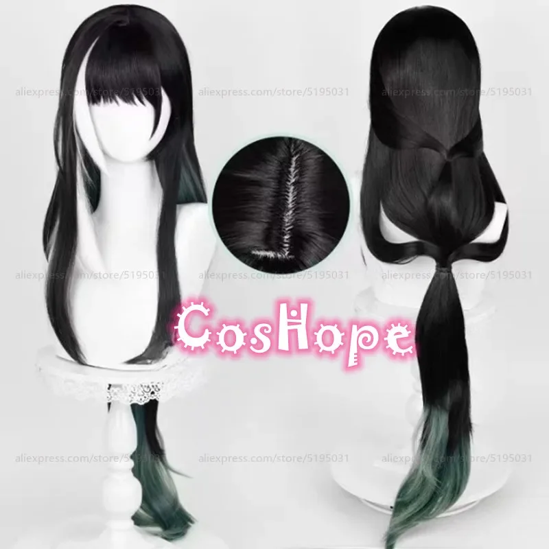 Baizhi Cosplay Wig Unisex 100cm Long Hair Black Green Gradient Wig Cosplay Anime Cosplay Wigs Heat Resistant Synthetic Wigs