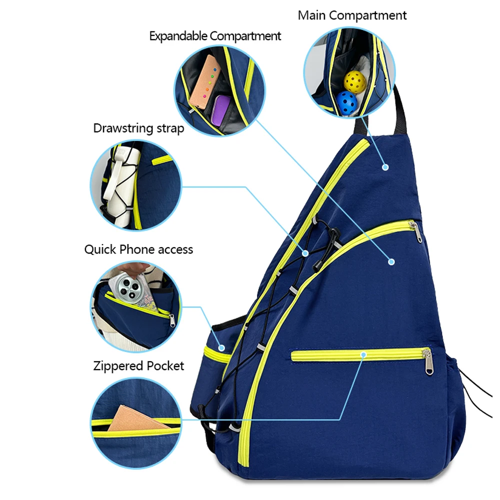 

Сумка для пиклбола Jusenda, сумка для тенниса и падела для активного отдыха, сумка для бадминтона на одно плечо, вместительная сумка-кроссбоди для ракеток