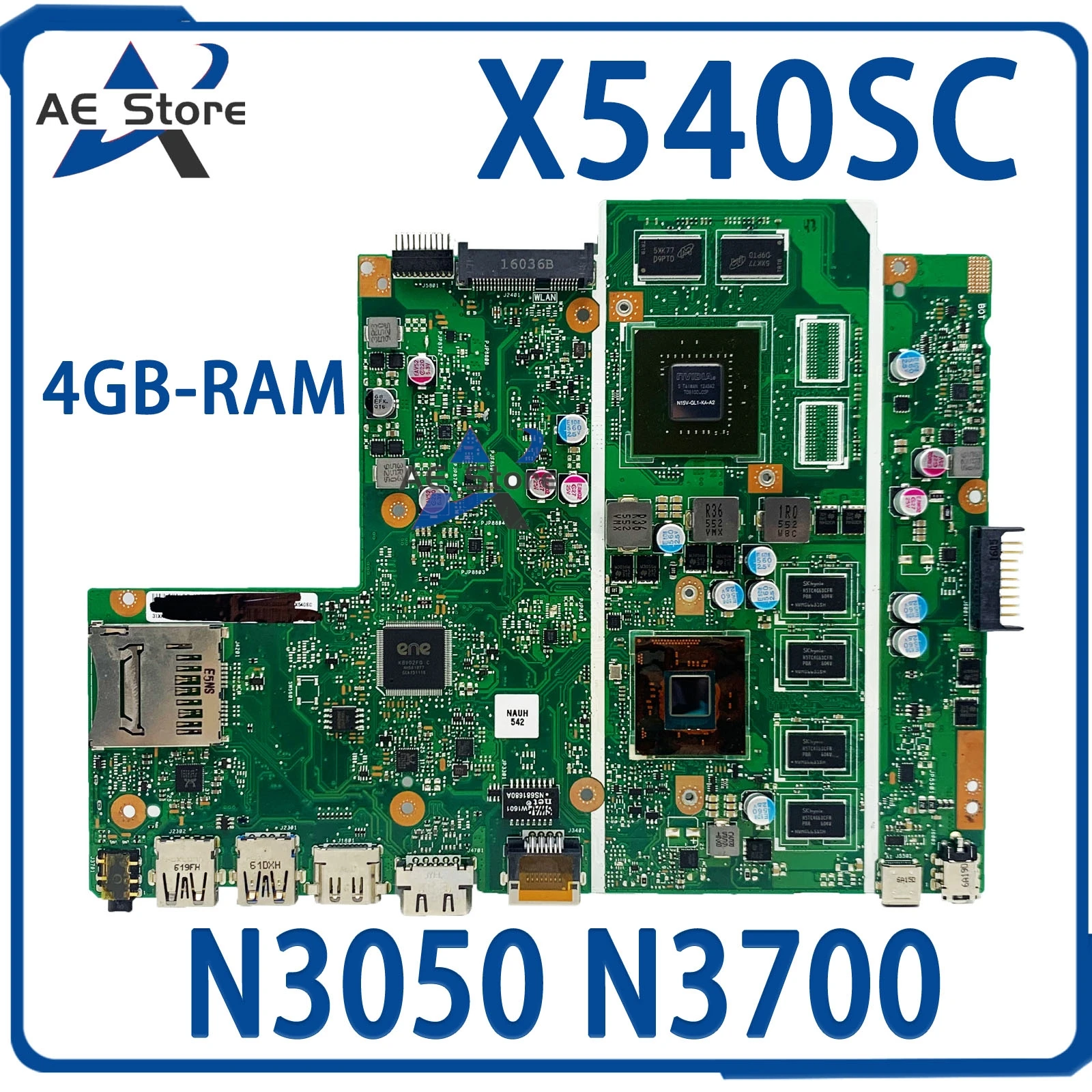 X540SC Notebook Mainboard For ASUS X540S A540SC D540SC R540SC F540SC Laptop Motherboard CPU N3050 N3700 4GB-RAM GT810M/GT820M