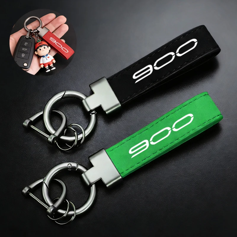 High-Grade Leather Suede Keychain Motorcycle Key Ring For Kawasaki Z900 Z 900 2017-2024 2025 2026 Accessories